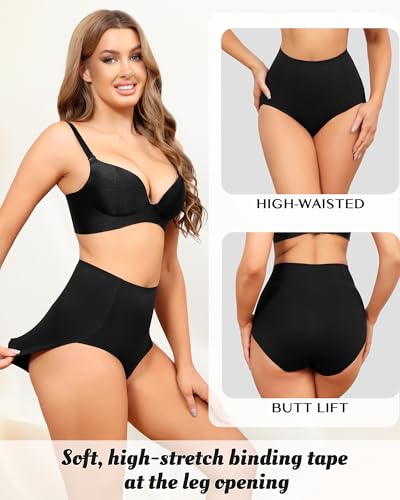 LEVAO Women's Tummy Control Underwear High Waisted Seamless Panties 4 Pack - color: Black, size: Small