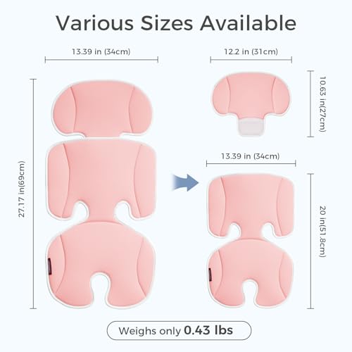 Momcozy Universal Stroller Cooling Pad, Detachable 2-Piece Cushion - color: Pink, size: Cooling Pad