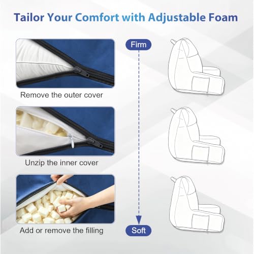 IPYNBAP Back Pillow for Bed Sitting up, Reading Pillow, 24 Inch, Navy Blue - color: Navy Blue, size: Large(24inch)