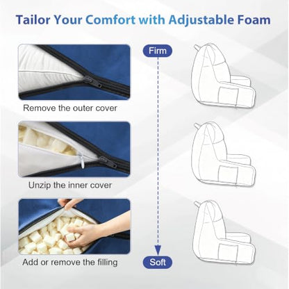 IPYNBAP Back Pillow for Bed Sitting up, Reading Pillow, 24 Inch, Navy Blue - color: Navy Blue, size: Large(24inch)