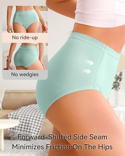Annenmy High Waisted Panties Women's Cotton Underwear Full Coverage Briefs Soft Breathable Stretch Briefs Regular & Plus Size - color: Multicolor, size: Large