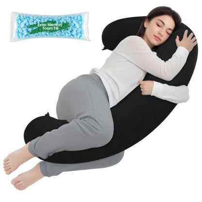 TranquilRelax C Shaped Body Pillow for Side Sleepers, Black-47 * 10" - color: Black, size: 47*10 in