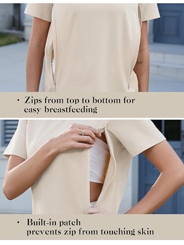Liu & Qu 3 Pack Women's Breastfeeding Shirts Hidden Zipper Nursing Tops - color: Yellow+green+black, size: Small