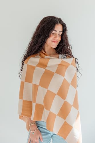 Toci Nursing Cover Poncho – Soft Breathable Breastfeeding Cover, 360° Full Coverage, Lightweight Multi-Use Nursing Scarf - color: Checkered
