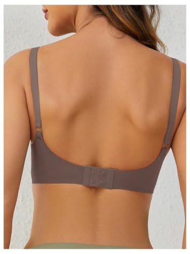 OYOANGLE Women's Maternity Nursing Bra Wireless Push Up Breastfeeding Bras - color: Dark Brown, size: Small