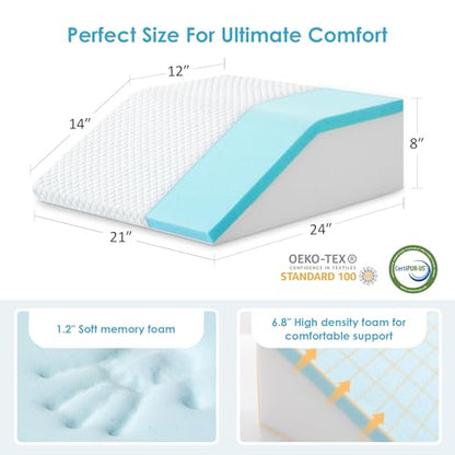 Cozymaker 8-inch Adjustable Leg Elevation Pillows for Swelling Pain Relief - size: Flat Top 8 inch Height