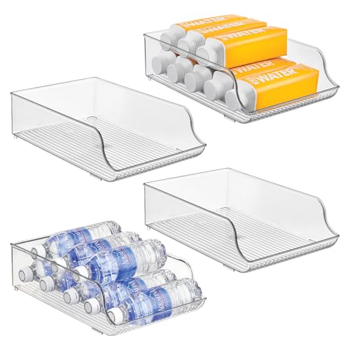 iDesign Water Bottle Organizer for Fridge, Set of 4, Clear - style: Pack of 4