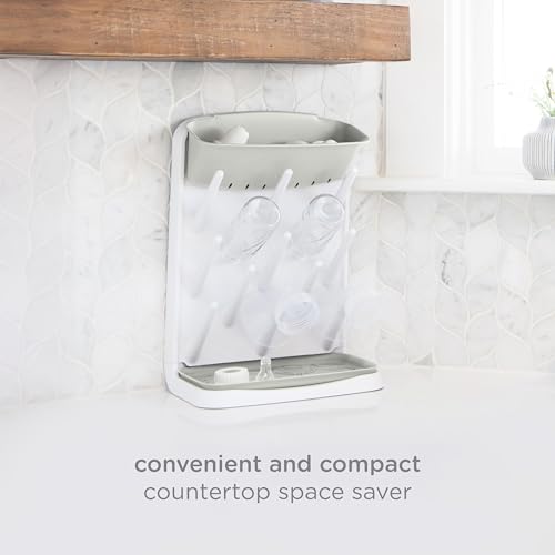 Ubbi Vertical Baby Bottle Drying Rack, Space Saving Countertop Bottle Dryer - color: Oat Vertical Drying Rack