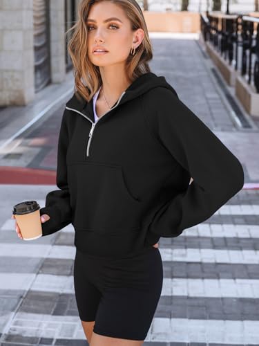 AUTOMET Womens Hoodies Half Zip Up Casual Comfort Fall Clothes 2026 - color: Black, size: Medium