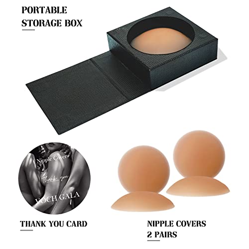 VOCH GALA Premium Nipple Covers, Sticky Bra Alternative, 2 Pairs - color: Caramel, size: Medium (Fits A-C Cups)