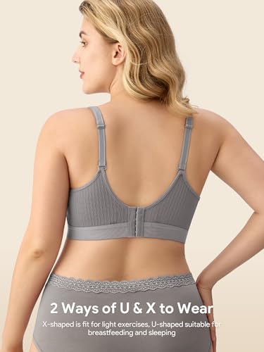HBselect Nursing Bras for Breastfeeding, Seamless Maternity Bra Wireless - color: B: 5 Pack(black/Grey/White/Beige/Pink), size: X-Large