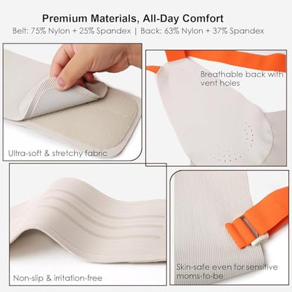 Belly Bands for Pregnant Women with Adjustable Support Brace Straps - color: Beige L
