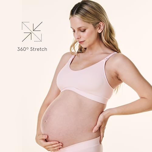 Bravado Designs Nursing Bra Full Coverage Wireless Scoop Neck Comfort Maternity Bra - color: Chalk Pink, size: Small