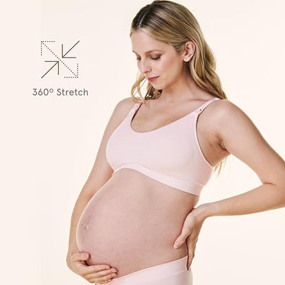 Bravado Designs Nursing Bra Full Coverage Wireless Scoop Neck Comfort Maternity Bra - color: Chalk Pink, size: X-Large