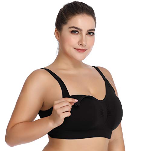 Womens Seamless Nursing Bra Sleeping Maternity Bralette for Breastfeeding Pack of 3 - color: 5pcak Black, size: Medium