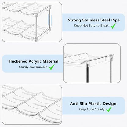 Stackable Water Bottle Organizer for Cabinet for Stanley 40 oz Tumbler - size: 2 Pack