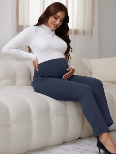 Maternity Work Pants Skinny Office Trousers - color: Blue, size: X-Large