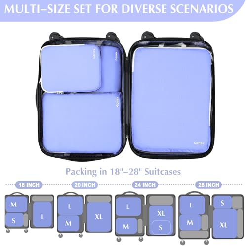 Gonex Compression Packing Cubes, 4-Piece Expandable Travel Organizers - color: 4-Periwinkle, size: 4 Set