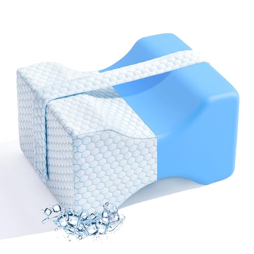 UJPFEO Knee Pillow for Side Sleepers,Memory Foam Leg Support Pillow for Sleeping Comfort,Knee Cushion for Hip,Knee,Back and Sciatica Relief,Helps Align Spine,Cooling White - color: Cooling White