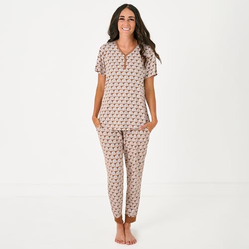 Little Sleepies Womens Pajamas, Short Sleeve, Soft Viscose from Bamboo PJs - color: Rainbows (Rust), size: Small