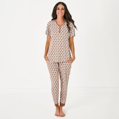 Little Sleepies Womens Pajamas, Short Sleeve, Soft Viscose from Bamboo PJs - color: Rainbows (Rust), size: Small
