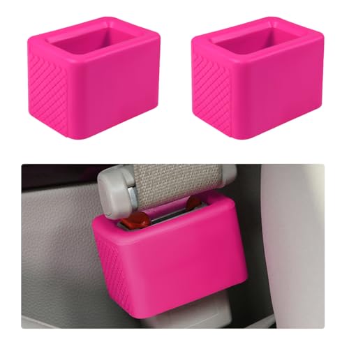 Augeny 2 PCS Seat Belt Buckle Holder, Silicone Auto Rear Seatbelt Buckle Booster to Makes Receptacle Stand Upright for Easy Access, Universal Vehicle Seatbelt Buckle for Kids (Pink) - color: Pink
