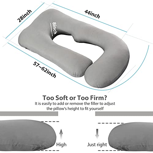 BATTOP Pregnancy Pillows for Sleeping- U Shaped Full Body Maternity Pillow, Pregnancy Pillow for Side Sleepers with Removable Cooling Cover, Supports Back, Hips, Belly & Legs (Cooling Grey) - color: Cooling Grey