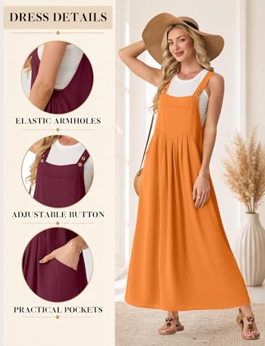 Lepunuo Summer Dresses Women Bib Overall Dresses Adjustable Beach - color: A - Bright Orange, size: Medium