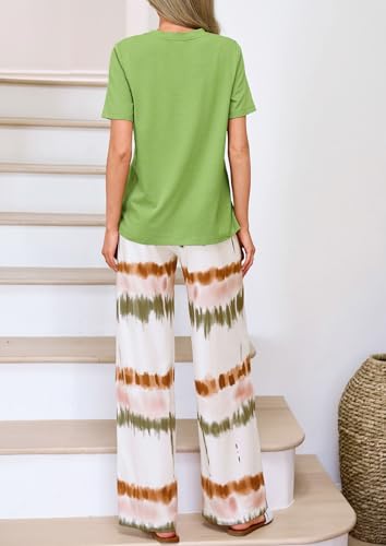 PRETTYGARDEN Pajamas for Women 2 Piece Lounge Set - color: Green, size: Medium