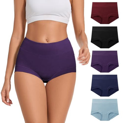 ALLBASE 5 Pack Womens Cotton High Waisted Full Coverage Underwear(Regular & Plus Size) - color: Multicolor-a1-5pack, size: XX-Large