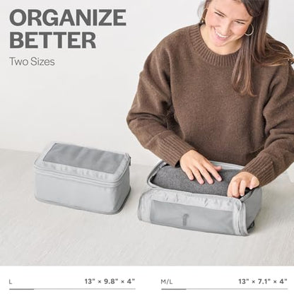 Aerotrunk Compression Packing Cubes for Travel, 2-Pack, Light Grey - color: Light Grey, size: 2-Pack