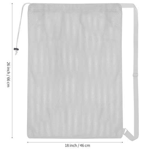 NATURAL STYLE Large Mesh Drawstring Backpack Bag, Gym Sports String Bag, Outdoor Workout Beach Swim Bag (Grey) - color: Grey