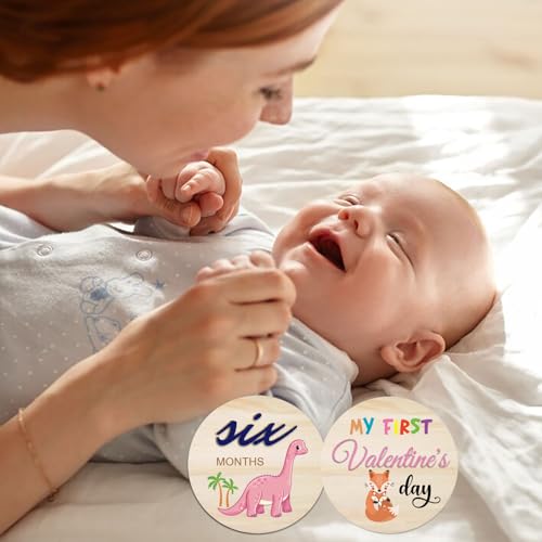 Dinosaur Baby Monthly Milestone Cards Sign - color: Dinosaur Milestone Cards