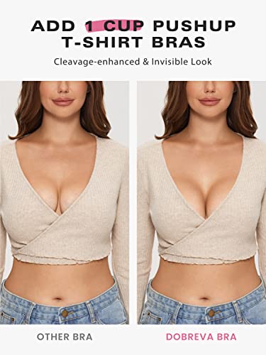 DOBREVA Women's Push Up Bra No Underwire Padded - color: Blush Beige, size: 36C