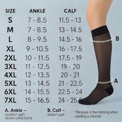 ABSOLUTE SUPPORT Sheer Womens Compression Socks 15-20 mmHg - color: Black, size: 3X-Large