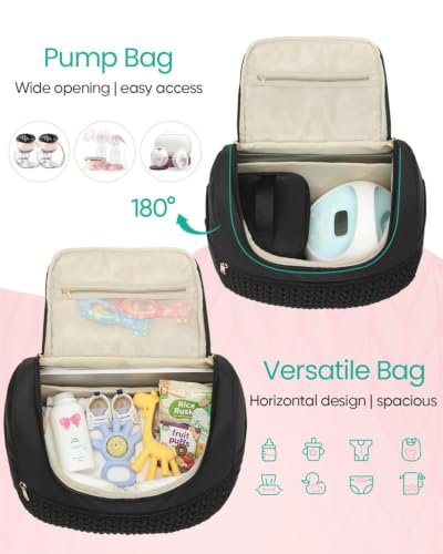 Qualyphant Breast Pump Bag for Spectra S1/S2 & Medela with Insulated Cooler - color: Black