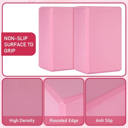 Wettarn 6 Pack EVA Yoga Blocks Bulk, Non Slip Pilates Brick - color: Pink