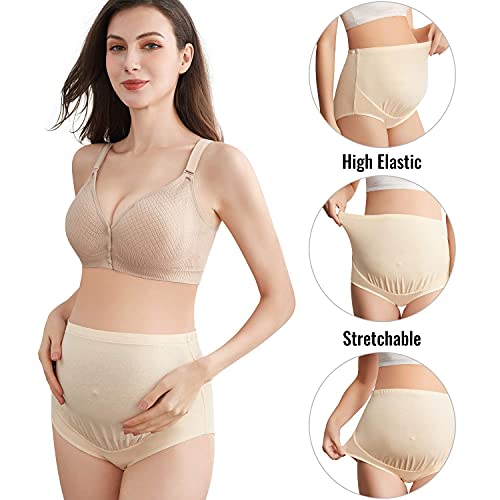 Mama Cotton Women's Over The Bump Maternity Briefs, High Waist, Cotton, Adjustable Waistband, Multi-Pack - color: Multicolor B 5 Pack, size: 3X-Large