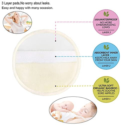 PINOWU Nursing Pads, Large 4.7", 10 Washable Pads - color: Multicolor