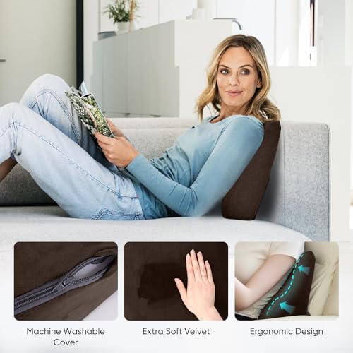 Lumbar Support Pillow for Recliner, Ergonomic Back Support Pillow - color: Coffee