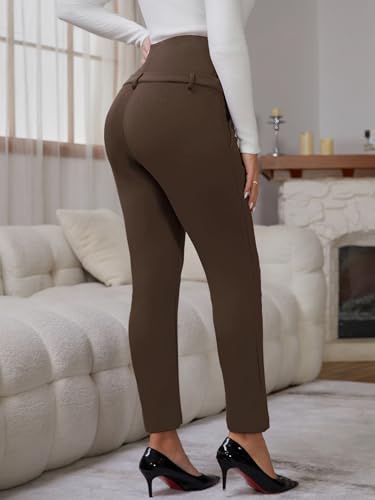 Maternity Work Pants Skinny Office Trousers - color: Brown, size: X-Large