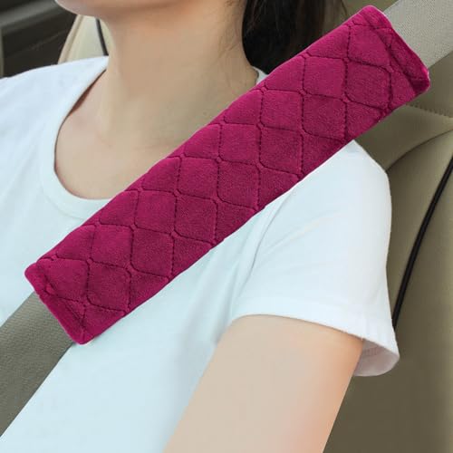 Amooca 2 Pack Seat Belt Covers Soft Shoulder Pad for Cars & Backpack - color: Wine Red