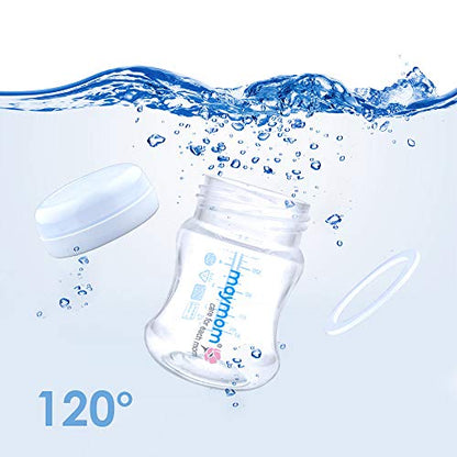 Maymom Wide-Mouth Milk Storage Collection Bottle with Travel Cap and Sealing Ring ; Can Replace Spectra S1 S2 Avent Natural Avent Classic Bottles (6pc 4.7Oz/140mL) - size: 3 Count (Pack of 2)