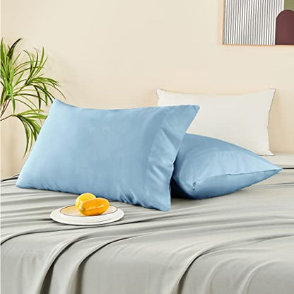 BEDELITE Pillow Cases Standard Size 2Pcs, Rayon Derived from Bamboo, Blue - color: Blue, size: 2 Pack Standard（20"X 26"）
