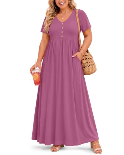 Plus Size Maxi Dress for Women - color: Fuchsia, size: 5X-Large