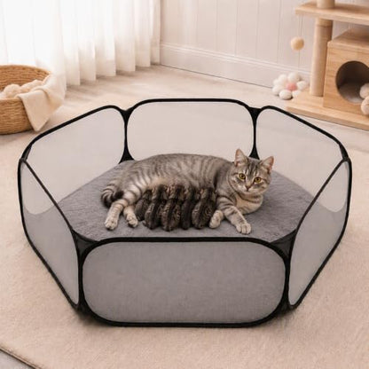 Cat Birthing Box - Whelping Box for Pregnant Cats & Dogs, Portable Foldable Whelping Pool for Pet with Storage Bag