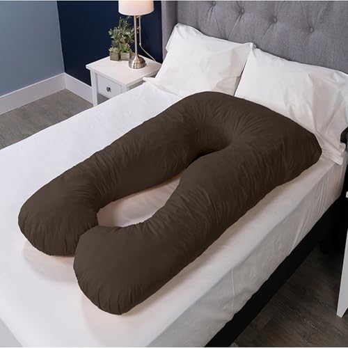 MyPillow Double U Shape Maternity Pillow – 56" x 30" Full Body Pregnancy Pillow with Removable Zippered Cover, Espresso - color: Espresso, size: U-shape
