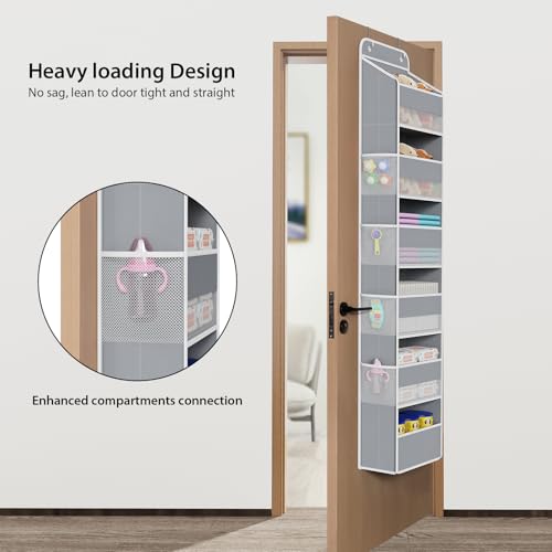 Univivi Fabric Over Door Hanging Organizer for Baby Nursery, Grey, 6-Shelf - color: Grey, size: 6 LAYER