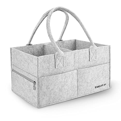 Baby Diaper Caddy Organizer, Portable Baby Essentials Storage Basket Bin for Changing Table,Car Shower Basket for Newborn Boy and Girl, Best Shower Gift for New Mom - color: Grey, size: Regular