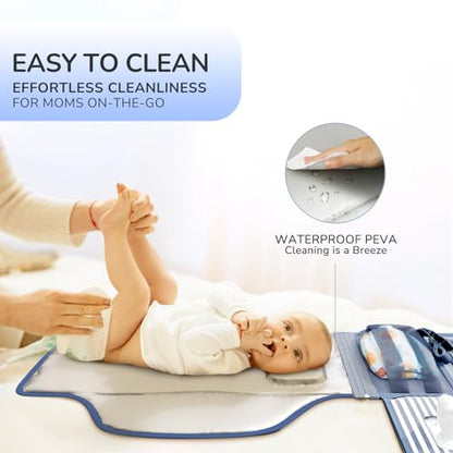 Alatino Portable Diaper Changing Pad, Wipe Clean, Large 25x22,Navy Blue - color: Navy Blue